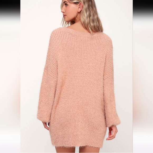 Slater Blush Pink Fuzzy Sweater Dress - Picture 3 of 7